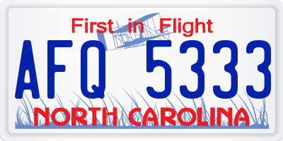 NC license plate AFQ5333