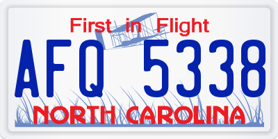 NC license plate AFQ5338