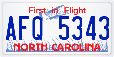 NC license plate AFQ5343