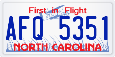 NC license plate AFQ5351