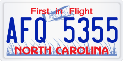 NC license plate AFQ5355