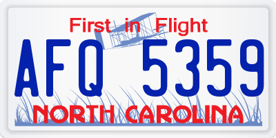 NC license plate AFQ5359