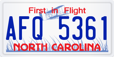 NC license plate AFQ5361