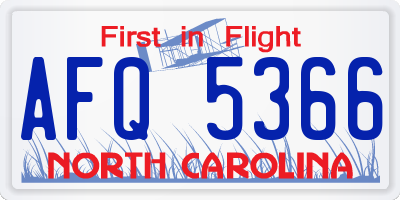 NC license plate AFQ5366