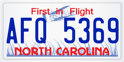 NC license plate AFQ5369
