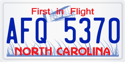 NC license plate AFQ5370