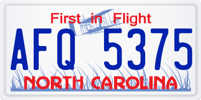 NC license plate AFQ5375