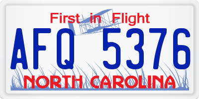 NC license plate AFQ5376