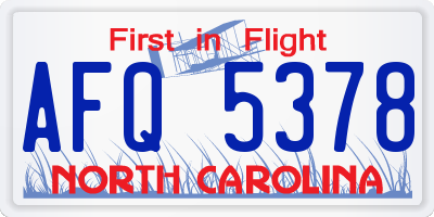 NC license plate AFQ5378