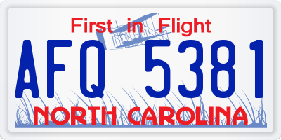 NC license plate AFQ5381