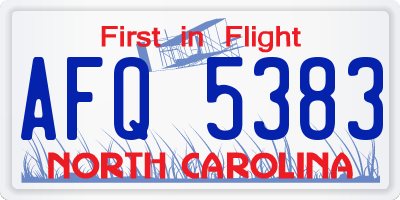 NC license plate AFQ5383