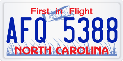 NC license plate AFQ5388