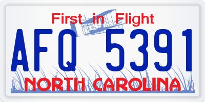 NC license plate AFQ5391