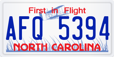 NC license plate AFQ5394
