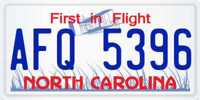 NC license plate AFQ5396