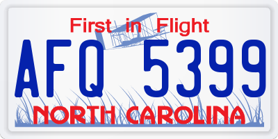 NC license plate AFQ5399