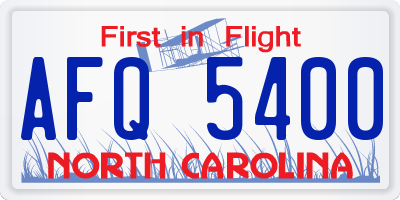 NC license plate AFQ5400