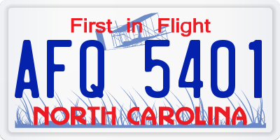 NC license plate AFQ5401