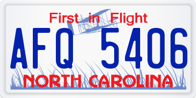 NC license plate AFQ5406