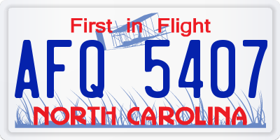NC license plate AFQ5407