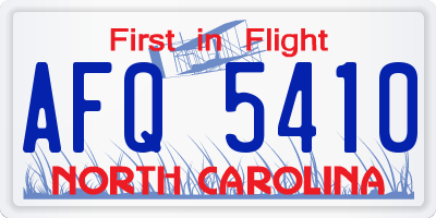 NC license plate AFQ5410