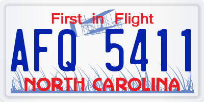 NC license plate AFQ5411