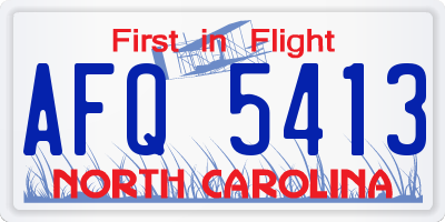NC license plate AFQ5413