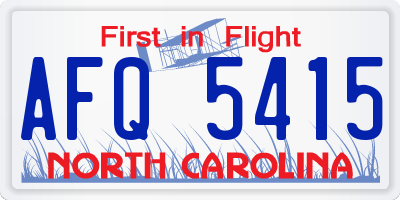 NC license plate AFQ5415