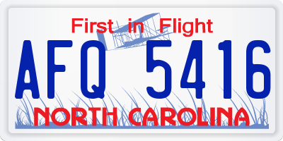 NC license plate AFQ5416