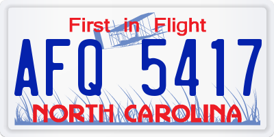 NC license plate AFQ5417