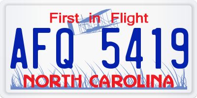 NC license plate AFQ5419