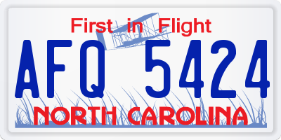NC license plate AFQ5424