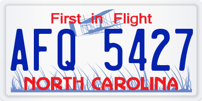 NC license plate AFQ5427