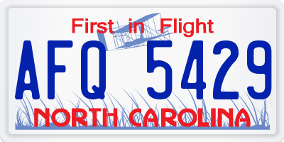 NC license plate AFQ5429