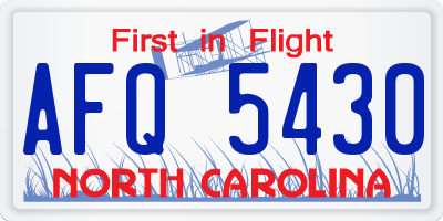 NC license plate AFQ5430