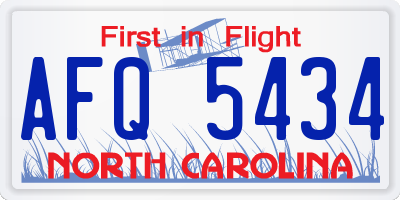 NC license plate AFQ5434