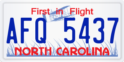 NC license plate AFQ5437
