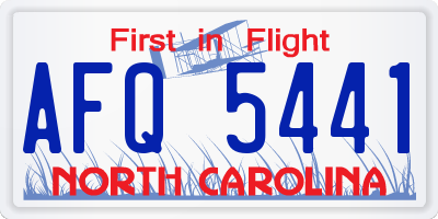 NC license plate AFQ5441
