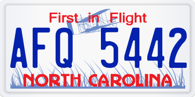 NC license plate AFQ5442