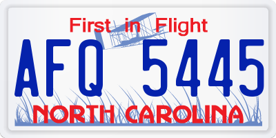 NC license plate AFQ5445