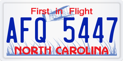 NC license plate AFQ5447