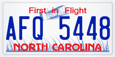 NC license plate AFQ5448