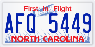 NC license plate AFQ5449