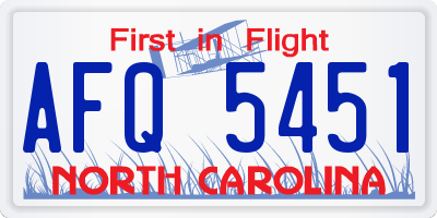 NC license plate AFQ5451