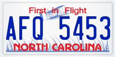 NC license plate AFQ5453