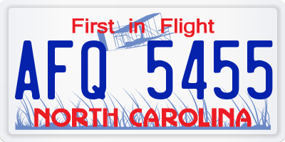 NC license plate AFQ5455
