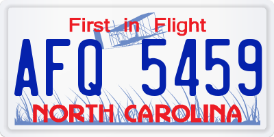 NC license plate AFQ5459