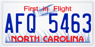 NC license plate AFQ5463