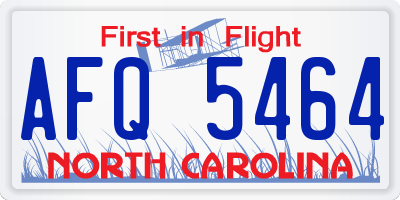 NC license plate AFQ5464