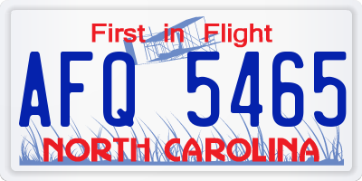 NC license plate AFQ5465